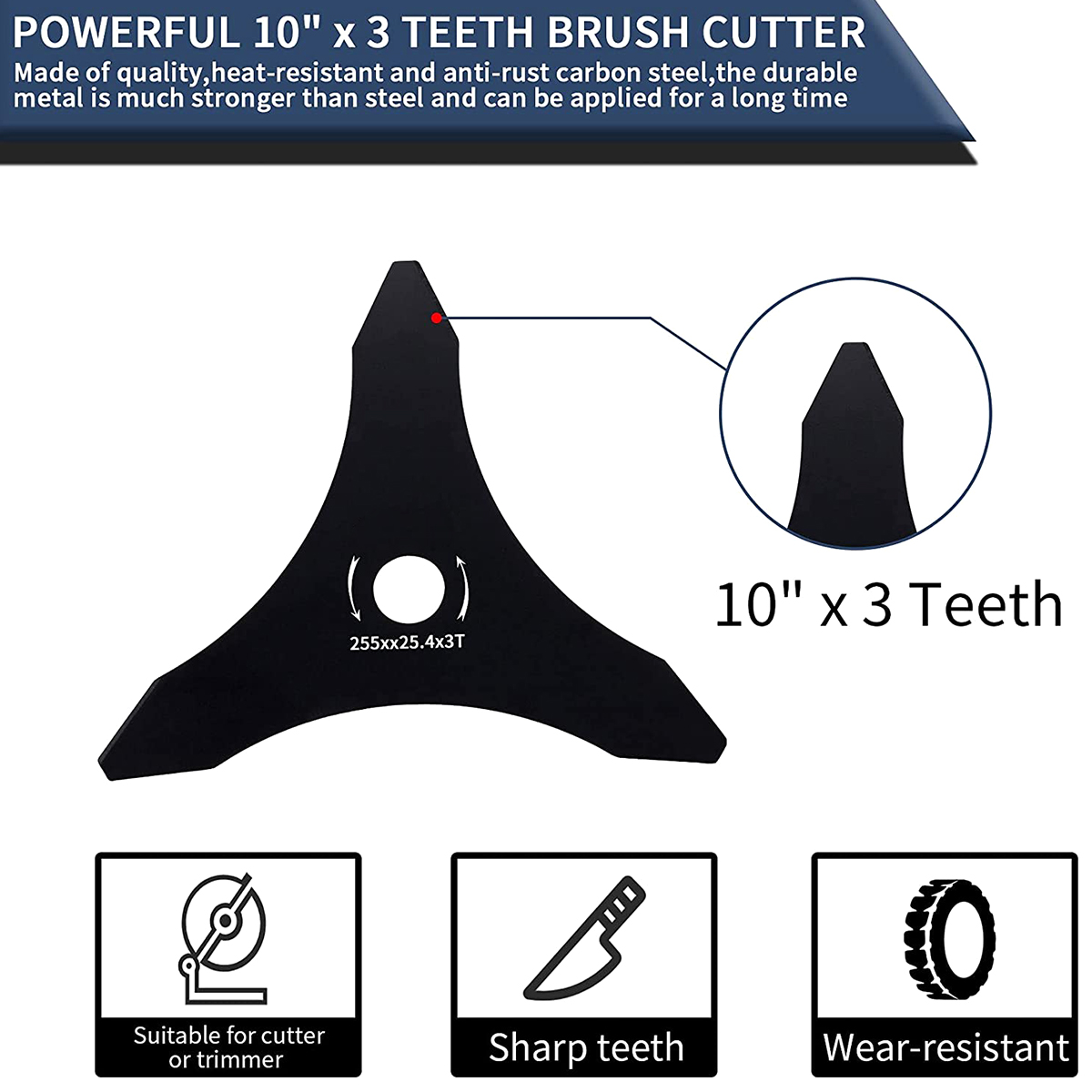 3 Teeth Brush Cutter Blade 255 - مراجعة Dry Herb Vaping Accessories وسعره