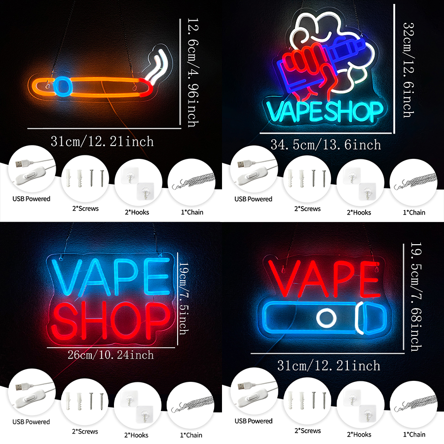 Smoke Series Neon Sign For Wal - مراجعة Vaping Store وسعره